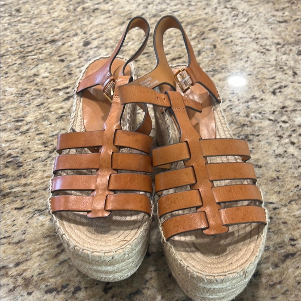 Tory Burch Tan Espadrille Sandals with Strappy Design